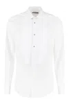 Dolce & Gabbana White Cotton Poplin Gold Tuxedo Shirt In White
