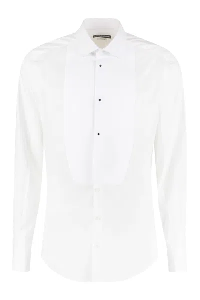 Dolce & Gabbana Poplin Tuxedo Shirt In White