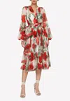 Dolce & Gabbana Floral-print Tiered Midi Dress In Multicolor