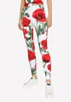 Dolce & Gabbana Floral Patterned Poppy Leggings With Ankle Zips In Multicolor
