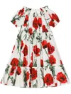 Dolce & Gabbana Poppy-print Ruffled Smock Dress In White