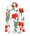 Dolce & Gabbana Poppy Print Cotton Poplin Button-up Shirt In White