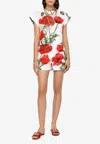 Dolce & Gabbana Poppy-print Short-sleeved Top In Multicolor