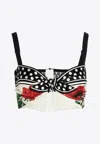 Dolce & Gabbana Printed Tie-front Silk Bralette In Multicolor