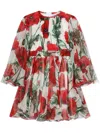 Dolce & Gabbana Poppy-print Smock Dress In White