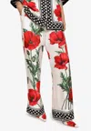 Dolce & Gabbana Floral-print Silk-twill Wide-leg Pants In Multicolor