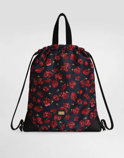 Dolce & Gabbana Kids' Poppy-print Nylon Backpack