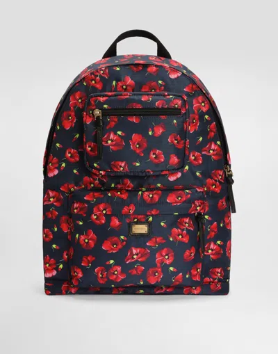 Dolce & Gabbana Kids' Poppy-print Nylon Backpack