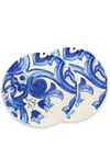 Dolce & Gabbana Porcelain Bread Plates (set Of Two) In Blue