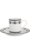 Dolce & Gabbana Porcelain Espresso Cups With Saucers (set Of Two) In Weiss