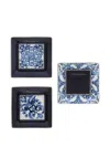 Dolce & Gabbana Porcelain Set Of Three Trays In Blue