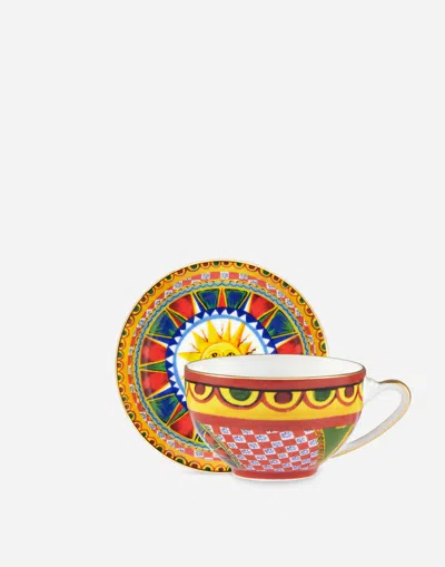 Dolce & Gabbana Porcelain Tea Set In Multicolor