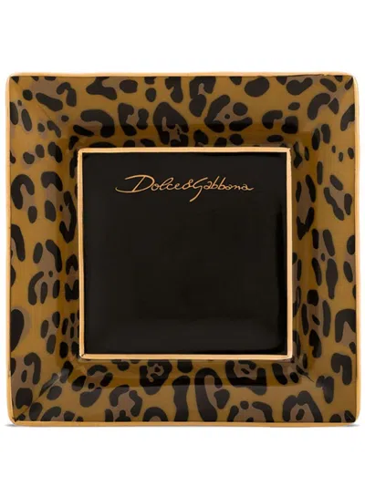 Dolce & Gabbana Porcelain Trinket Tray (10cm) In Brown