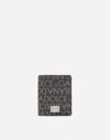 Dolce & Gabbana Coated Jacquard Bifold Card Holder In Nero/grigio