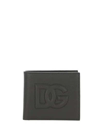 Dolce & Gabbana Portafogli Dg Logo Bi-fold Wallet In Grigio