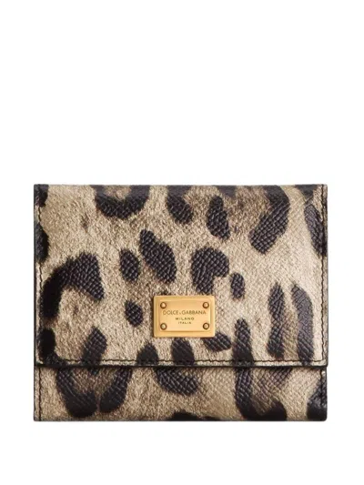 Dolce & Gabbana Portafoglio In Pelle Dauphine Con Stampa Leopardata Dolce E Gabbana