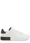 Dolce & Gabbana Men 'portofino' White Low Top Sneakers With Logo Lettering On The Rear In Leather Ma In White