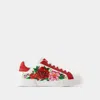 Dolce & Gabbana Portofino Painted Flower Leather Sneakers