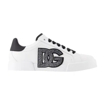 Dolce & Gabbana Portofino Light Strobel Sneaker In Calfskin In Multi