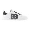Dolce & Gabbana Portofino Light Strobel Sneaker In Calfskin In White