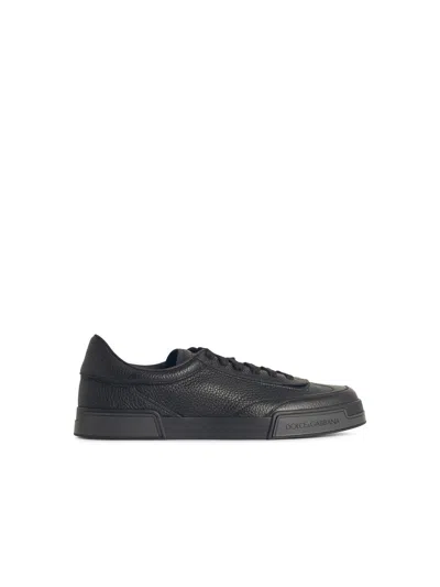 Dolce & Gabbana Portofino Black Leather Sneakers
