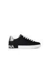 Dolce & Gabbana Portofino Sneakers In Nappa Calfskin With Cushioned Footbed In Black