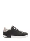 Dolce & Gabbana Portofino Sneakers In Nappa Calfskin With Cushioned Footbed In Black