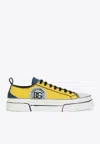 Dolce & Gabbana Hand-painted Two-tone Canvas Portofino Light Sneakers In Multicolor