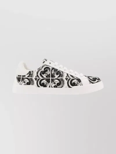 Dolce & Gabbana Portofino Canvas Sneakers Featuring Maiolica Design In Multi