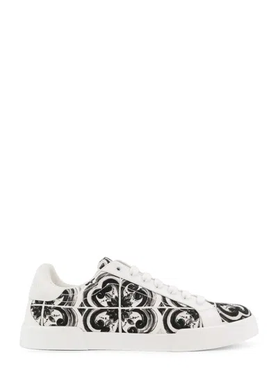 Dolce & Gabbana Portofino Canvas Sneakers Featuring Maiolica Design In Multi