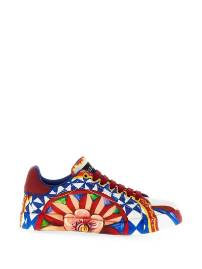 Dolce & Gabbana Portofino Carretto-print Sneakers In Multi