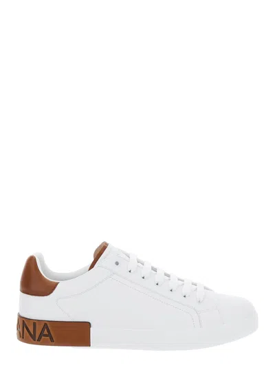 Dolce & Gabbana Portofino Leather Sneakers In Animal Print