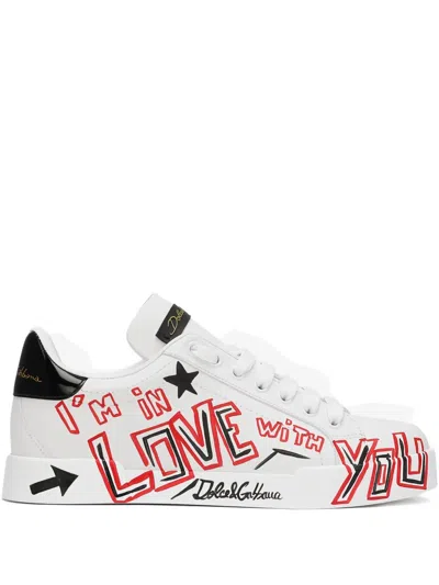 Dolce & Gabbana Portofino Cuore Sneakers In Multi