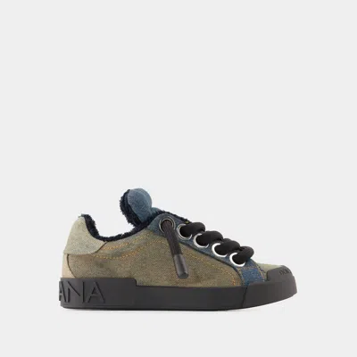 Dolce & Gabbana Portofino Custom Patch Sneakers -  -  Blue - Denim