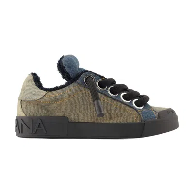 Dolce & Gabbana Portofino Custom Patch Sneakers In Multi