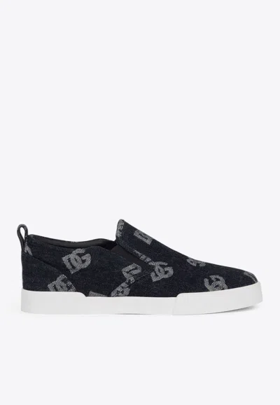 Dolce & Gabbana Portofino Dg Logo Denim Trainers