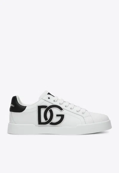 DOLCE & GABBANA PORTOFINO DG LOGO LEATHER SNEAKERS