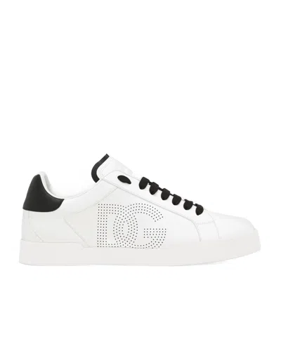 DOLCE & GABBANA DOLCE  GABBANA PORTOFINO DG LOGO PERFORATED SNEAKERS