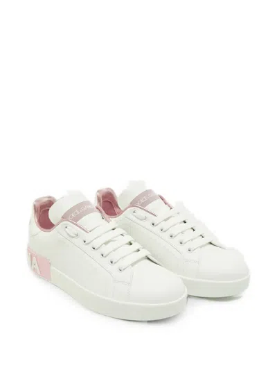 Pre-owned Dolce & Gabbana Portofino Dg Logo Sneakers In White