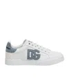 Dolce & Gabbana White Low-top Sneakers With Logo And Blue Tongue In White