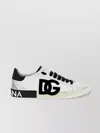 Dolce & Gabbana Portofino Distressed Leather Sneakers In White
