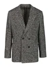 Dolce & Gabbana Portofino Double-breasted Jacket With Chevron Pattern In Gray
