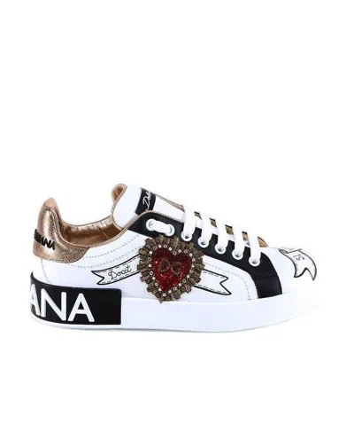 DOLCE & GABBANA DOLCE  GABBANA EMBROIDERED PORTOFINO SNEAKERS