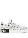 Dolce & Gabbana Portofino Crystal-embellished Sneakers In White