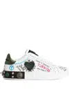 Dolce & Gabbana Portofino Graffiti Sneakers In White