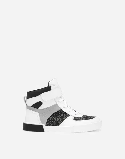 Dolce & Gabbana Kids' Portofino High-top Sneakers In Black