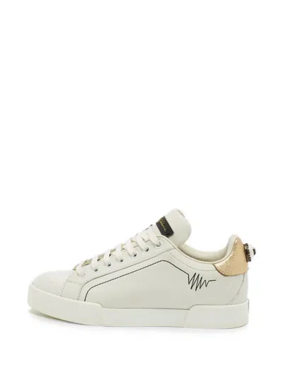 Pre-owned Dolce & Gabbana Portofino Lace-up Fastening Sneakers In Neutral