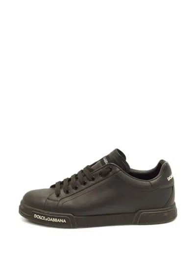 Pre-owned Dolce & Gabbana Portofino Lace-up Low-top Sneakers In Black