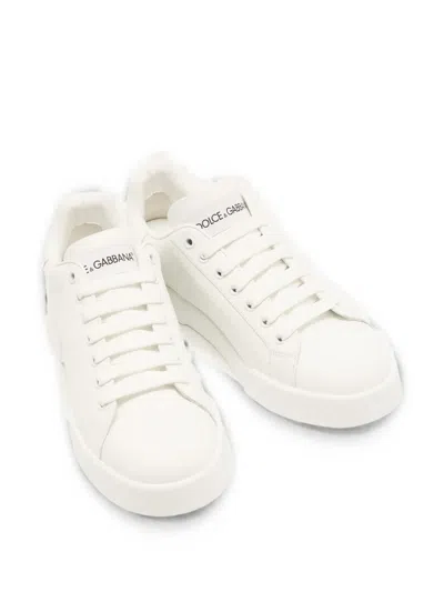Pre-owned Dolce & Gabbana Portofino Lace-up Sneakers In White