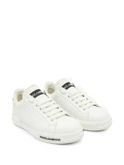 Pre-owned Dolce & Gabbana Portofino Lace-up Sneakers In White